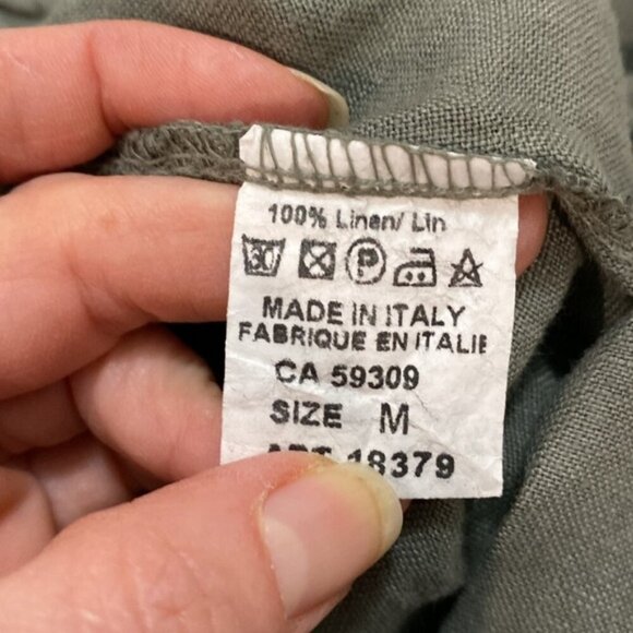 Angela Mara Green Linen Culotte Capris Pants Size Medium - Picture 10 of 14